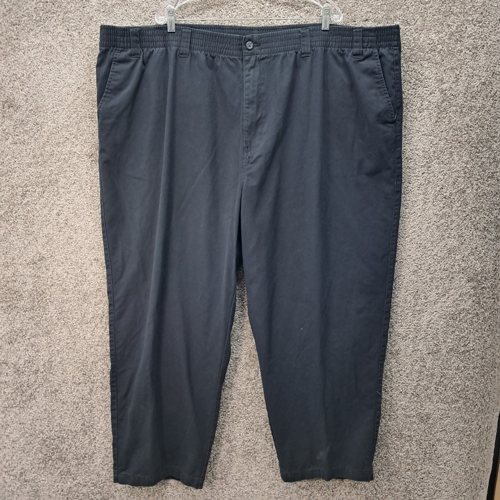 Harbor Bay Mens 4XL/30 Black Elastic Waist Cotton Twill Casual Chino Pants